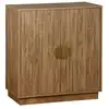 Image de Buffet exotique 2 portes. Décor bois de manguier rainuré. Buffet haut. Vaisselier. Poignées en métal doré. L 80 x p 40 x h 85cm