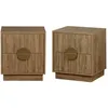 Image de Table de chevet décor bois de manguier rainuré 2 tiroirs (lot de 2) CELIAN