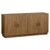 Image de Buffet exotique 4 portes. Décor bois de manguier rainuré. Buffet bas. Poignées en métal doré. L 160 x p 40 x h 75cm
