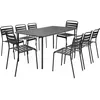 Image de Table de jardin métal + 8 assises anthracite traitement antirouille. lattes et bords arrondis
