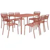 Image de Table de jardin métal + 8 assises terracotta traitement antirouille. lattes et bords arrondis