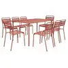 Image de Table de jardin métal + 8 assises terracotta traitement antirouille. Lattes et bords arrondis