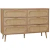 Image de Commode décor bois et cannage arrondi 6 tiroirs EVA