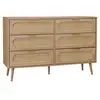 Image de Commode. Eva. 6 tiroirs. Décor bois. Cannage arrondi l 120 x l 39 x h 79cm