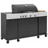Image de Barbecue gaz 4 brûleurs + 1 feu latéral maxim noir. Acier. Thermomètre intégré. Récupérateur de graisse. Grille de chauffe. L 145.5 x p 61.5 x h 143.5cm
