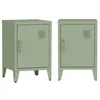 Image de Lot de 2 tables de chevet en acier 1 porte. Vert. casier. L 38 x P 38 x H 55.7 cm