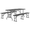 Image de Set de table et bancs de réception. 180cm. Pliables. Avec poignée de transport. Plastique gris foncé. Table de camping