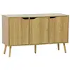 Image de Buffet de rangement effet frêne 3 portes et 3 étagères. Buffet bas. 120cm