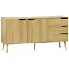 Image de Buffet de rangement scandinave. Buffet haut. Vaisselier. 2 portes. 3 tiroirs. Effet frêne. 160cm