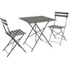 Image de Table de jardin bistrot pliante métal + 2 assises kaki 70 x 70cm. acier thermolaqué