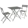 Image de Table de jardin bistrot pliable rectangulaire 70 x 70cm. Avec deux chaises pliantes. Acier thermolaqué