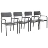 Image de Lot de 4 fauteuils de jardin SAVANNAH empilables aluminium et textilene anthracite. 57.5 x 54 x 86 cm