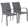 Image de Lot de 2 fauteuils de jardin BUFFALO empilables aluminium et textilene anthracite. 64.5 x 45.5 x 89.5 cm
