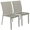 Image de Lot de 2 chaises de jardin CLEVELAND empilables aluminium et textilene kaki. 64.5 x 45.5 x 89.5 cm