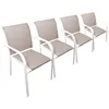 Image de Lot de 4 fauteuils de jardin AMARA en aluminium et textilene blanc. 62 x 55 x 84 cm