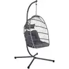 Image de Fauteuil oeuf suspendu anthracite toscana aluminium. Osier. Polyester. 105 x 105 x 196 cm