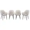 Image de Lot de 4 fauteuils en velours blanc cassé et pieds en métal noir. Shella l 57 x p 59 x h 84.5