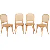 Image de Lot de 4 chaises vintage en bois avec assise et dossier en rotin. Coloris naturel. L 44.5 x p 48 x h 89.5cm