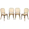 Image de Lot de 4 chaises vintage en bois avec assise et dossier en rotin. Coloris marron vieilli. L 44.5 x p 48 x h 89.5cm