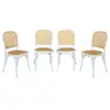 Image de Lot de 4 chaises vintage en bois avec assise et dossier en rotin. Coloris blanc. L 44.5 x p 48 x h 89.5cm