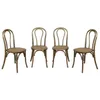Image de Lot de 4 chaises vintage en bois avec assise en rotin et dossier arrondi. coloris marron vieilli. L 48 x P 49.5 x H 90cm