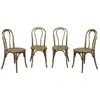 Image de Lot de 4 chaises vintage en bois avec assise en rotin et dossier arrondi. Coloris marron vieilli. L 48 x p 49.5 x h 90cm