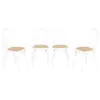 Image de Lot de 4 chaises vintage en bois avec assise en rotin et dossier arrondi. coloris blanc. L 48 x P 49.5 x H 90cm