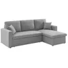 Image de Canapé dangle SMILE convertible réversible compact 3 places en tissu gris clair. L 213.5 x P 136.5 x H 83cm. avec coffre de