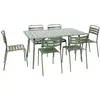 Image de Table de jardin pliante métal + 6 assises. Amelia. Vert. 141.2 x 80 x 72.5cm