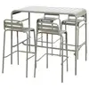 Image de Table haute de jardin acier + 4 assises amelia kaki. 4 chaises hautes en acier. 120 x 70cm x 95cm