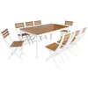 Image de Table de jardin acacia avec coins arrondis + 8 assises blanc. 160 x 90 x 75 cm