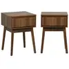 Image de Lot de 2 tables de chevet avec un tiroir. Panneaux stratifiés couleur noyer. Pied en bois de sapin. l 39 x 39 x h 55.4cm linear