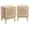 Image de Table de chevet bois et cannage 1 porte (lot de 2) JUDITH
