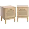Image de Lot de 2 tables de chevet bohème bois et cannage naturel 1 porte 45 x 40 x 60 cm - judith
