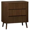 Image de Commode 3 tiroirs. décor strié noyer. L 80x P 45 H 80cm