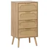 Image de Commode chiffonnier décor bois et cannage 4 tiroirs EVA