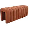 Image de Banc. bout de lit blanc contemporain en tissu orange