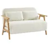 Image de Banquette canapé convertible 2 places bois dhévéa et bouclette texturée SVEN