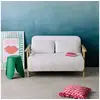 Image de Banquette canapé convertible 2 places bois d'hévéa et bouclette texturée crème l 133 x p 81 x 84cm - sven