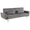 Image de Canapé convertible design en velours côtelé gris foncé - oskar - 3 places scandinave droit avec pieds métal chromé