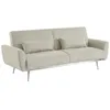 Image de Canapé convertible design en velours côtelé gris clair - Oskar - 3 places scandinave droit avec pieds métal chromé