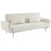 Image de Canapé convertible design en velours côtelé blanc - Oskar - 3 places scandinave droit avec pieds métal chromé