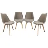 Image de Lot de 4 chaises scandinaves revêtement bouclette texturée taupe. pieds bois de hêtre - Nils