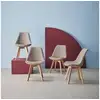 Image de Lot de 4 chaises scandinaves revêtement bouclette texturée taupe. Pieds bois de hêtre - nils