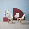 Image de Lot de 4 chaises scandinaves revêtement bouclette texturée blanc. Pieds bois de hêtre - nils