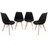 Image de Lot de 4 chaises scandinaves revêtement velours côtelé noir. Pieds bois de hêtre - nils