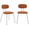 Image de 2 chaises décor bois courbé teinté noyer et tissu déperlant terracotta. pieds métal chromé - L 45 x P 55 x H 80cm - Erin