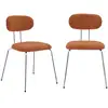 Image de 2 chaises décor bois courbé teinté noyer et tissu déperlant terracotta. Pieds métal chromé - l 45 x p 55 x h 80cm - erin