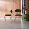 Image de 2 chaises décor bois courbé teinté noyer et tissu déperlant kaki. Pieds métal chromé - l 45 x p 55 x h 80cm - erin