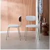 Image de 2 chaises décor bois courbé teinté noyer et tissu déperlant blanc. Pieds métal chromé - l 45 x p 55 x h 80cm - erin